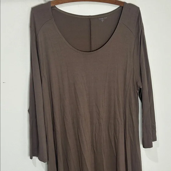 GARNET HILL Knit Trapeze Dress Taupe Brown Size XL - Picture 14 of 15